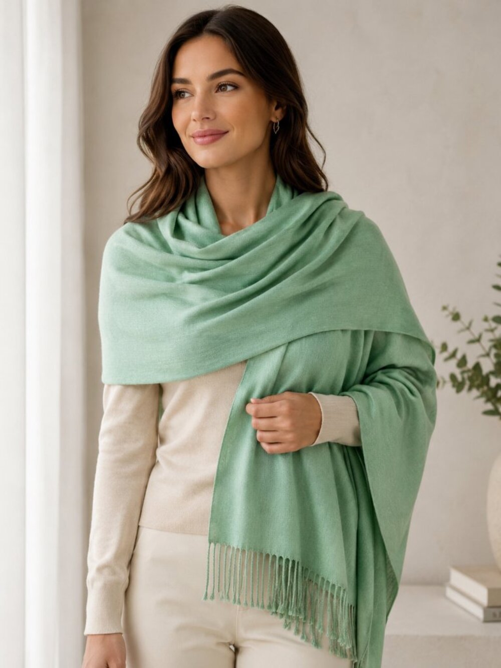Hollywood Pashmina / Scarf / Wrap - Mint Green/ Sea Green - NWT In Packaging